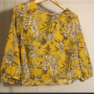 FOREVER21 Yellow floral print blouse